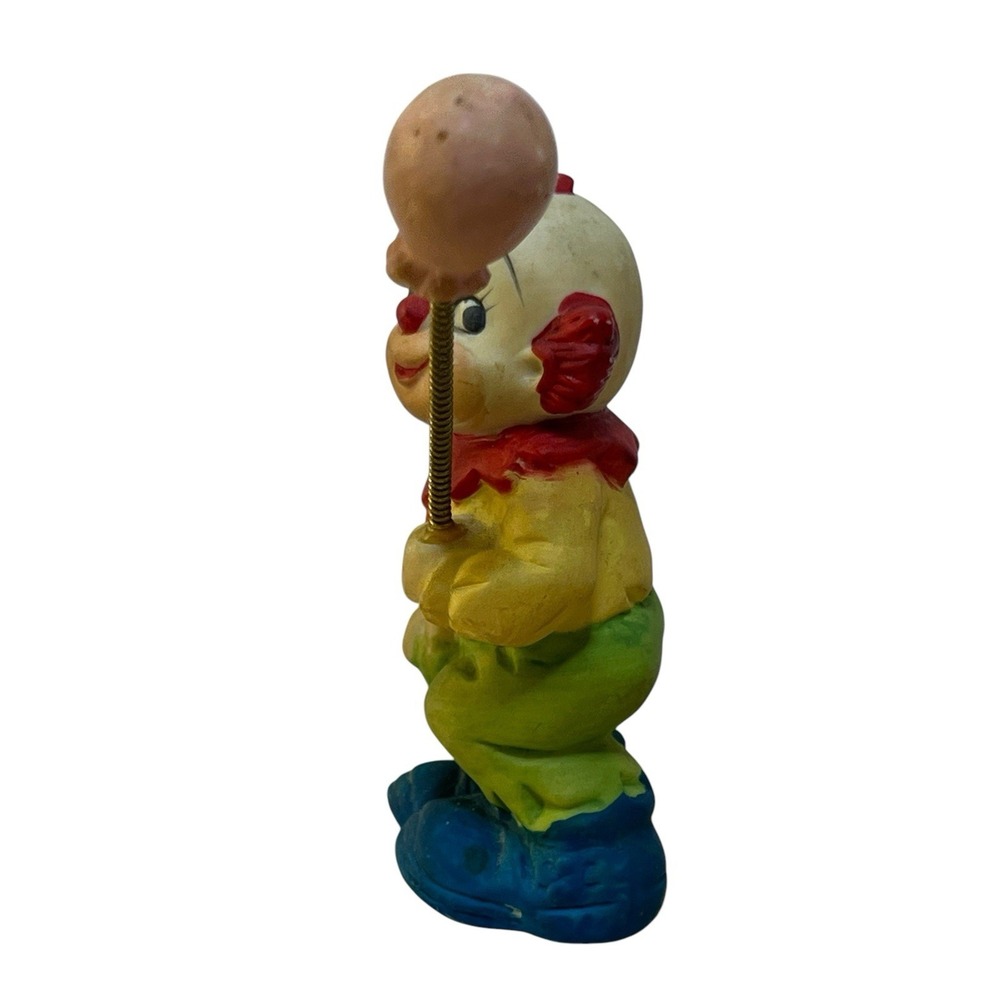Vintage Hand Painter Porcelain Clown with Balloon on Spring Figurine Korea - Picture 2 of 9